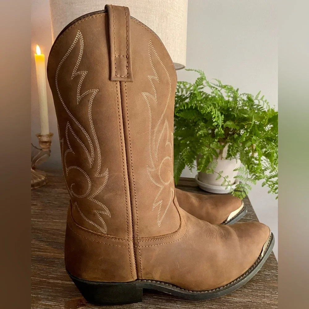 Masterson Distressed Leather R Toe Cowboy Western Boots Mens 11 D Brown Tan‎